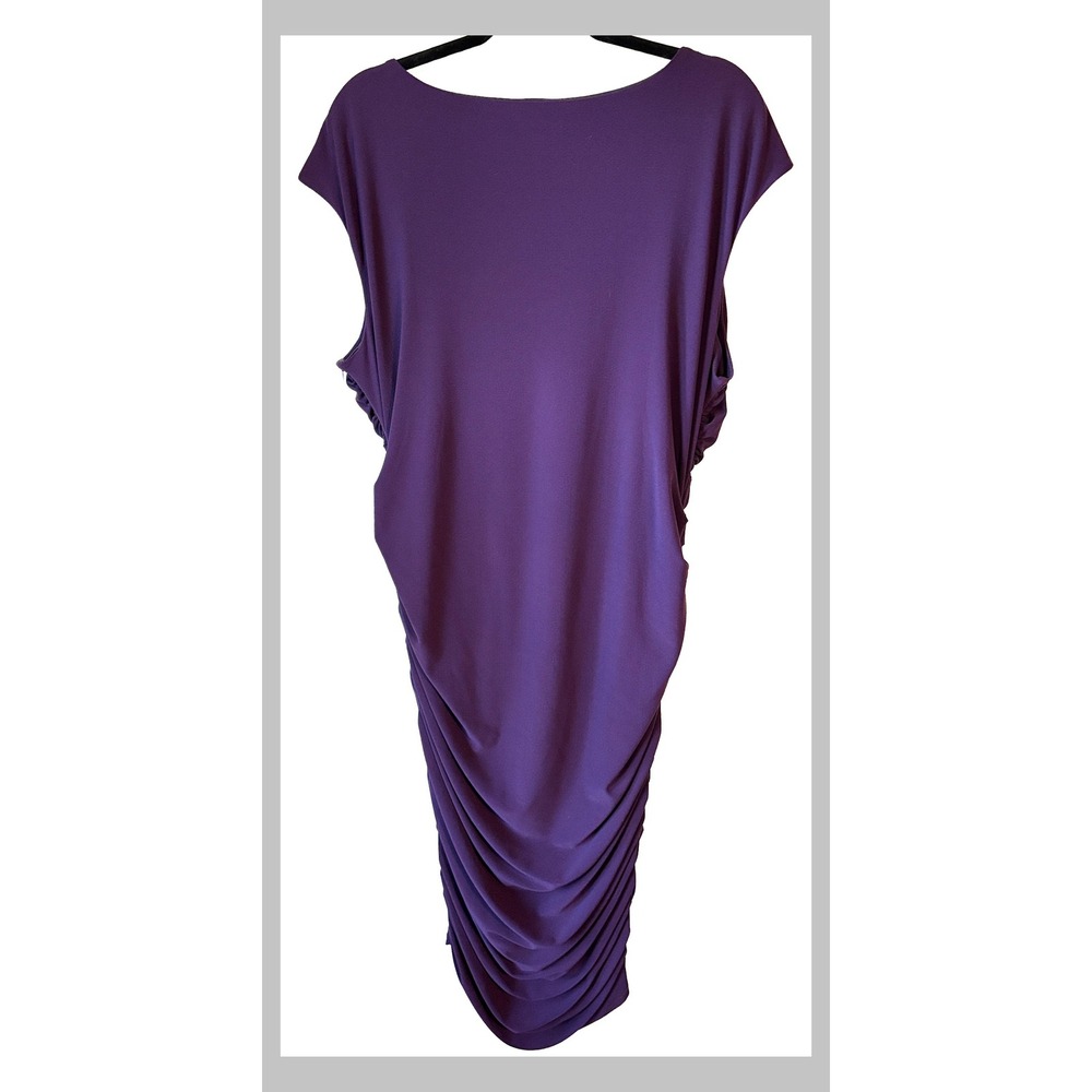 Long Tall Sally Purple Knot Ruched V-Neck Sheath Dress Womens Size 18 NWT - Picture 3 of 4